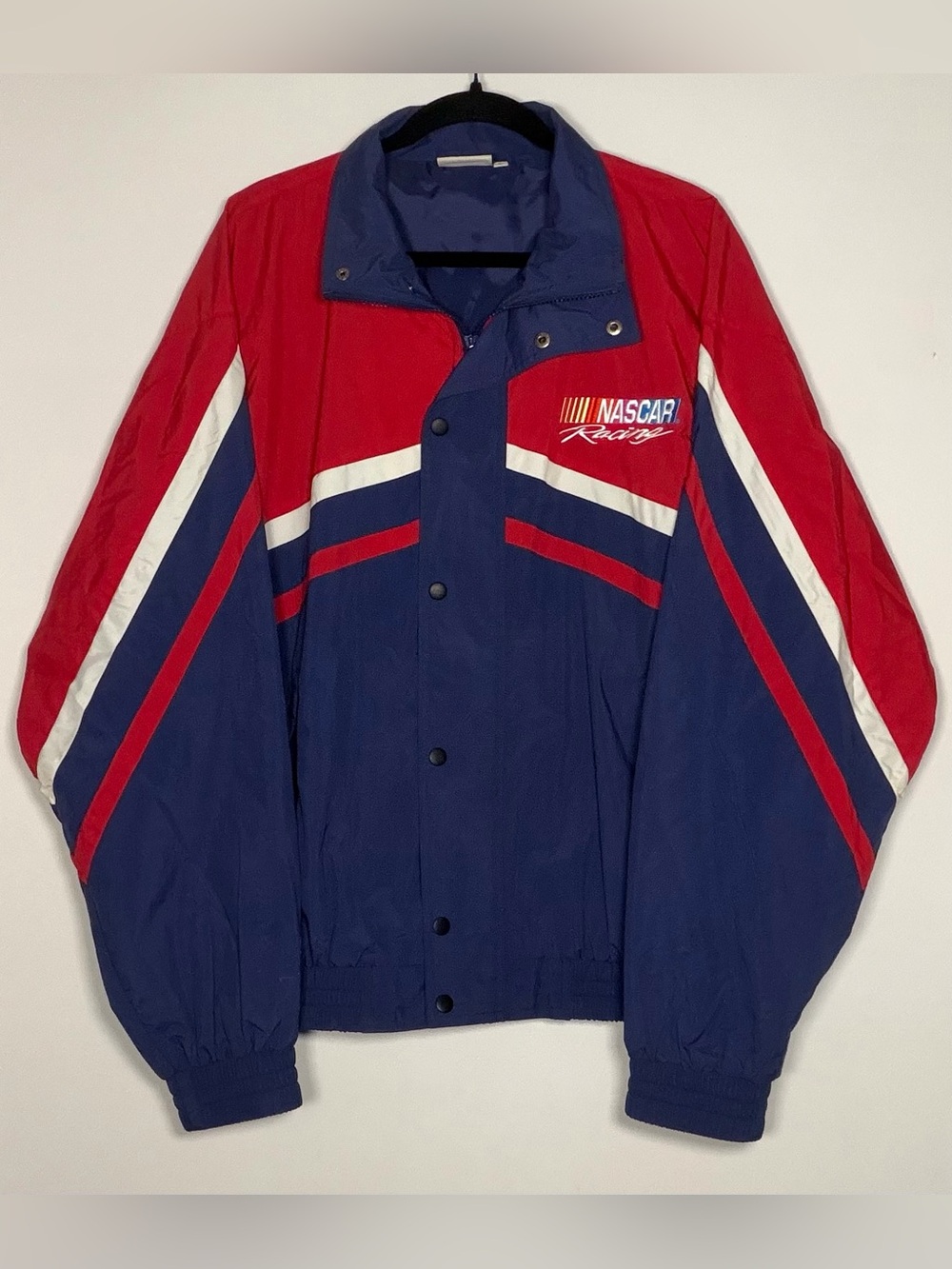 Vintage 90s Men's NASCAR Red & Navy Windbreaker Jacket